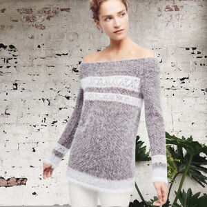 Sleeping on snow Anthropologie wool blend fair isle nordic faroe Sweater M Gray
